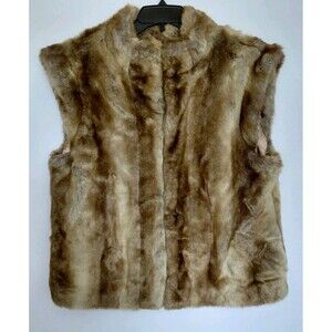 Madison Brown And Beige Lined Faux Fur Vest Size XL